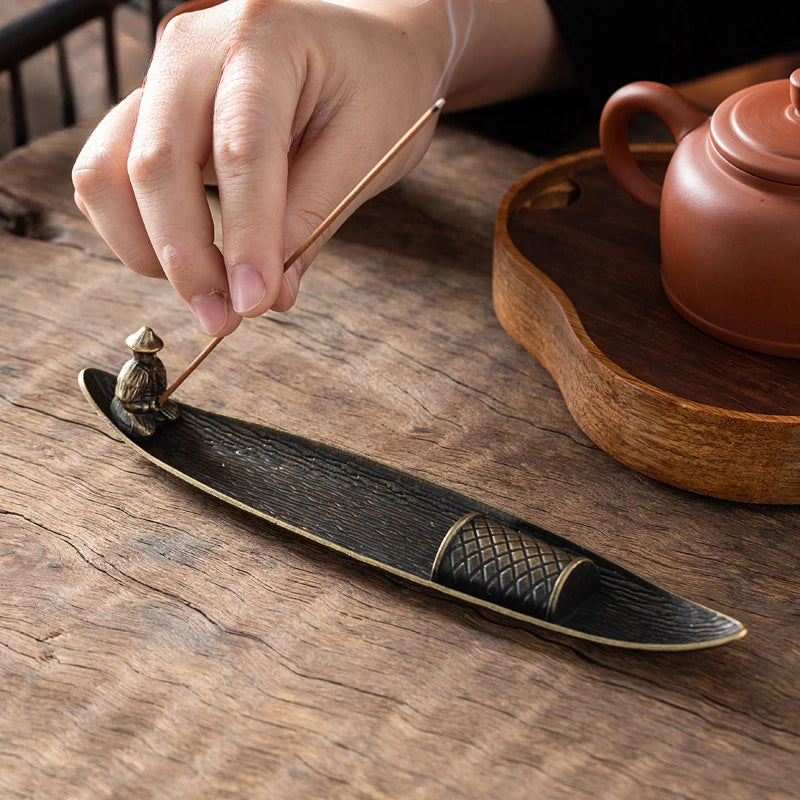 Porta Incienso Creativo con Forma de Barco de Pesca, Quemador de Incienso, Varillas de Incienso de Sándalo, Quemadores, Adorno de Aromaterapia, Decoración para Salón de Té
