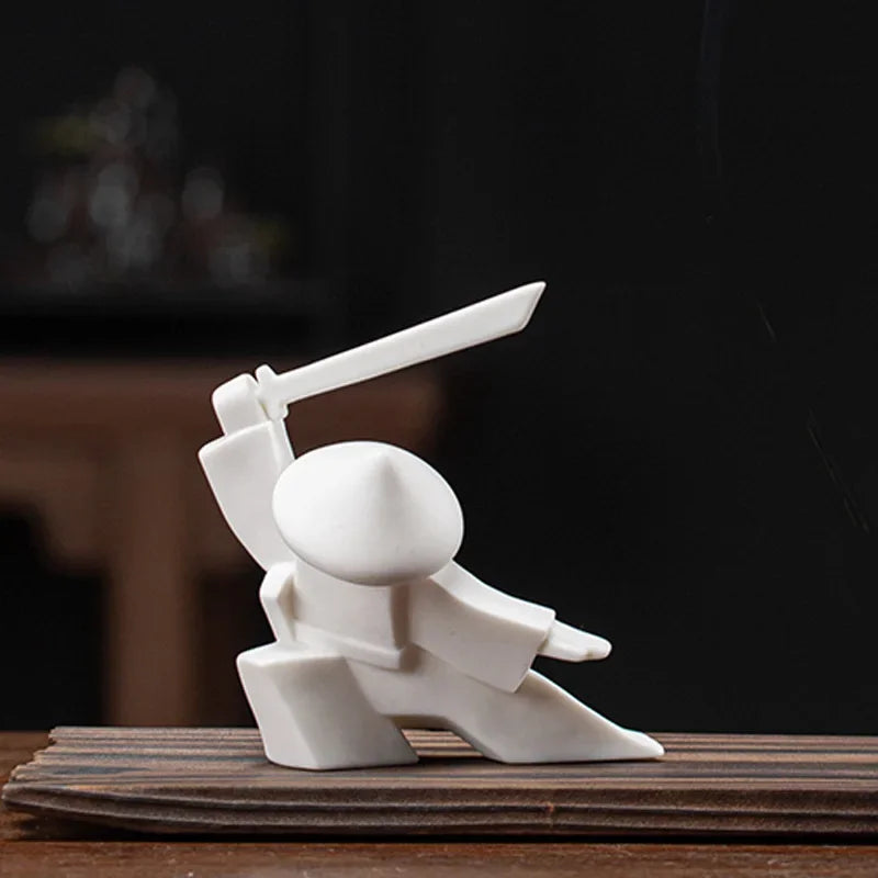Soporte de incienso, diseño de estatuilla samurái, cerámica delicada y llamativa, duradero, práctico, quemador de incensario de mesa para el hogar, decoración del hogar