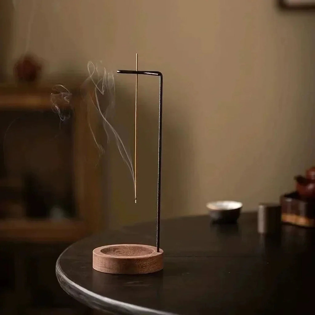 Quemador de incienso al revés, soporte para palitos de incienso, bandeja de incienso redonda de madera, adorno para dormitorio, decoración de Yoga para el hogar