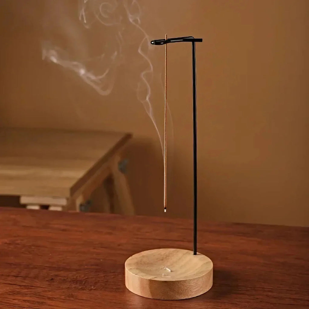 Quemador de incienso al revés, soporte para palitos de incienso, bandeja de incienso redonda de madera, adorno para dormitorio, decoración de Yoga para el hogar