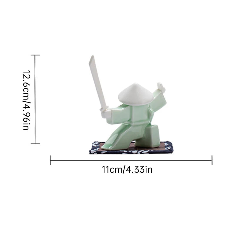 Soporte de incienso, diseño de estatuilla samurái, cerámica delicada y llamativa, duradero, práctico, quemador de incensario de mesa para el hogar, decoración del hogar