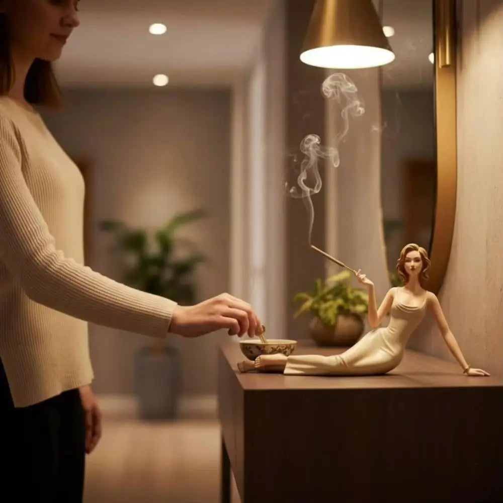 Soporte de Incienso Artesanal Premium de Resina, Estatua Creativa para Aromaterapia, Elegante Bandeja para Quemar Incienso, Adorno para Dormitorio